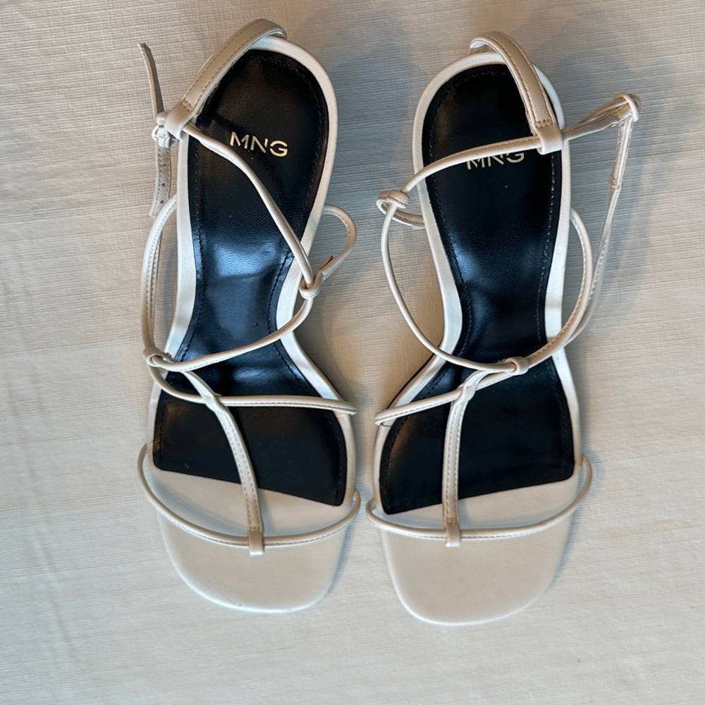 MNG Women's Off White Strappy Sandals Size 7.5 US / 38UK Pre-owned